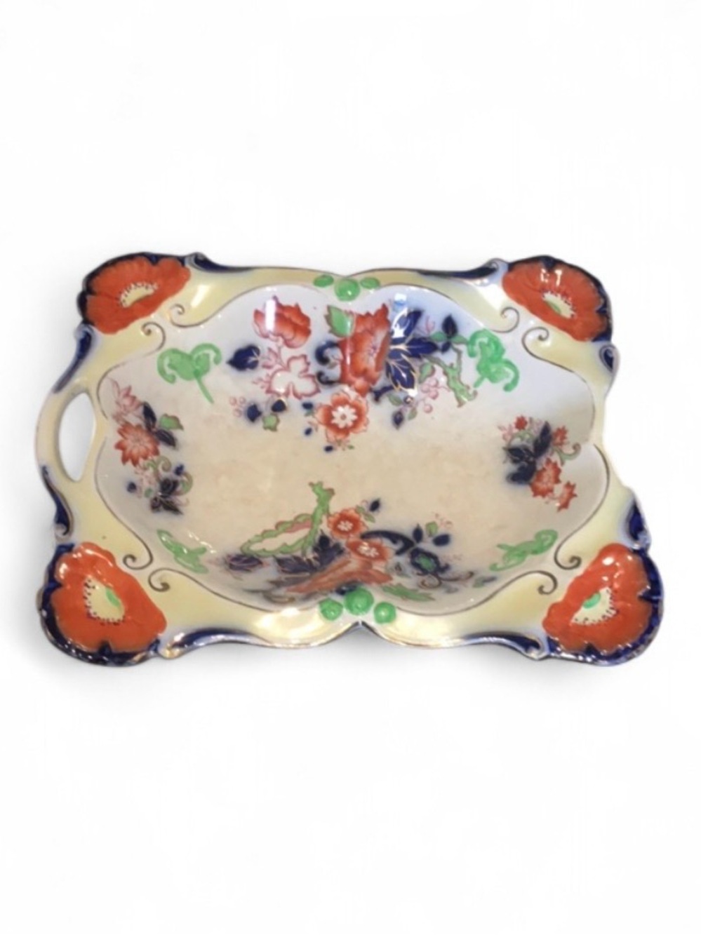 Antique Burslem Floral Platter Bowl